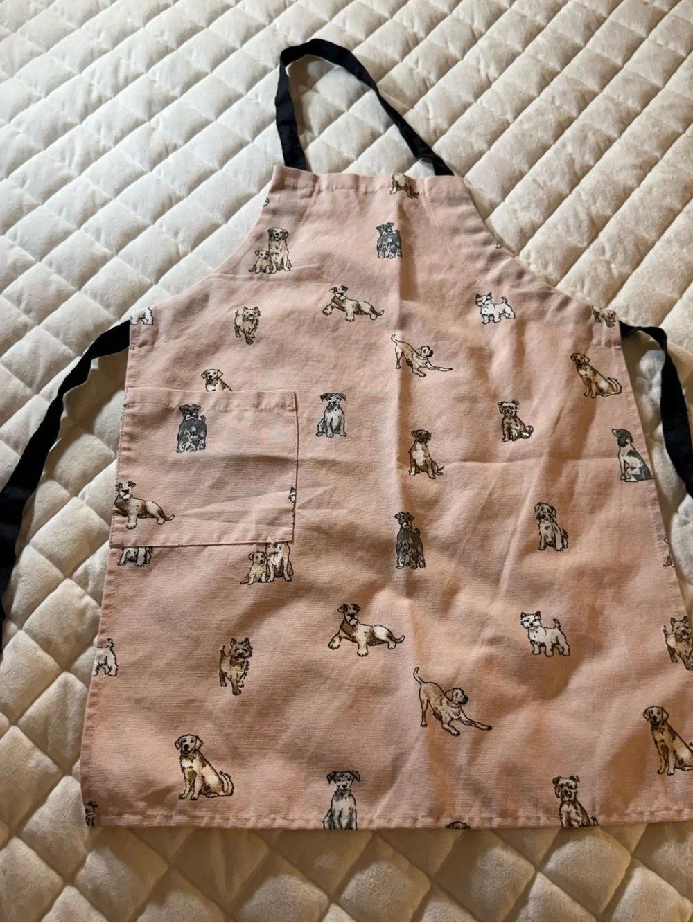 Bunny Street Kids Dog Print Cooking Apron Pink Size 5-7 Years